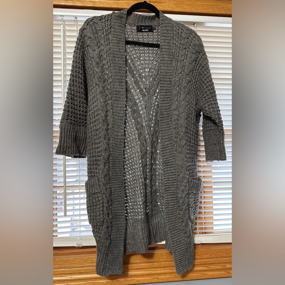 Elegant Charcoal Women's Cardigan Size Large